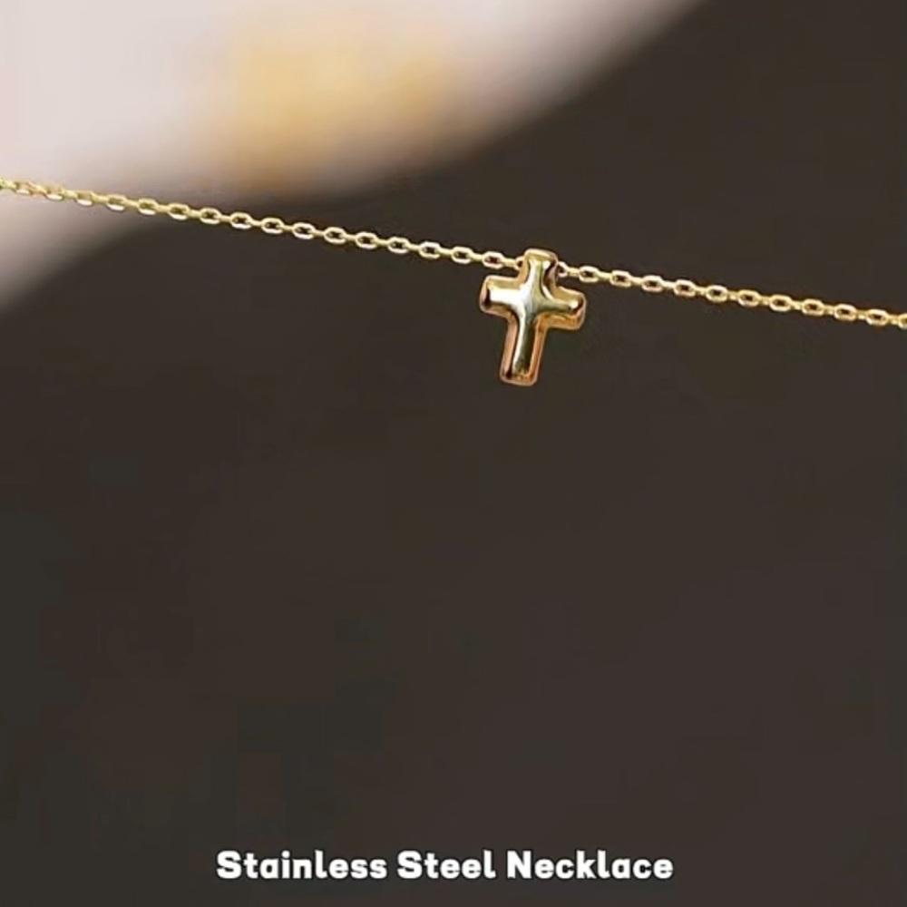 Waterproof Stainless Steel Cross Necklace Tiny Cross - Picture 5 of 8